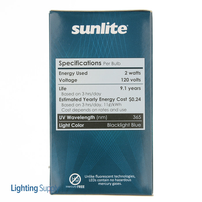 Sunlite A19/LED/2W/BLB UV Black Light LED 120V 2W A19 Medium E26 Non-Dimmable (80114-SU)