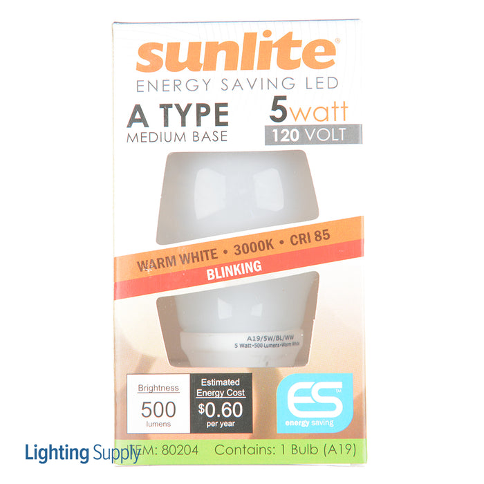 Sunlite A19/LED/5W/BL/WW LED 3000K 120V 5W 500Lm A19 Medium E26 Non-Dimmable (80204-SU)
