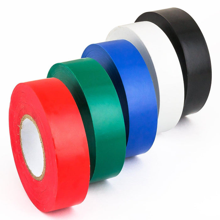 Sunlite B/R/GR/BL/WH/5PK 5-Pack Multi-Color Electrical Tape Durable Flame Retardant Vinyl Weather-Resistant 6 Foot Long Rolls Black White Blue Green And Red 5 Pack(40937-SU)