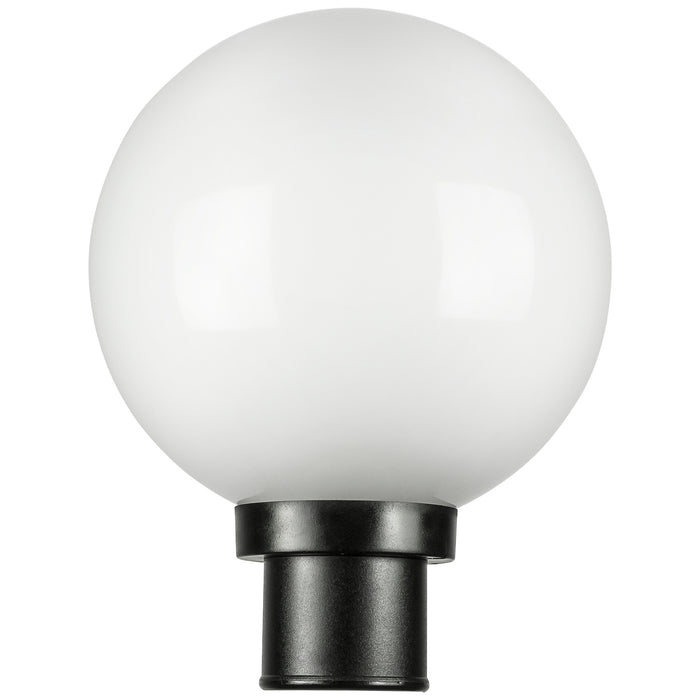 Sunlite DOD/10GL/BK/WH/MED 10 Inch Decorative Outdoor Twist Lock Globe Polycarbonate Post Fixture Black Finish White Lens 3 Inch Post Mount (Not Included) 120V Non-Dimmable (47242-SU)