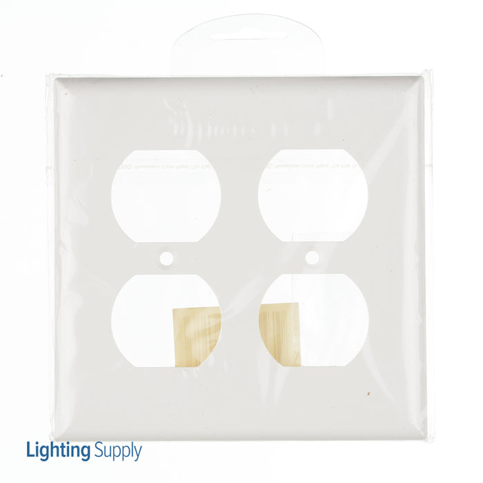 Sunlite E212/W 2-Gang Receptacle Duplex Wall Mount Plate Plastic Matching Screws Included UL Listed White 1 Pack (50617-SU)