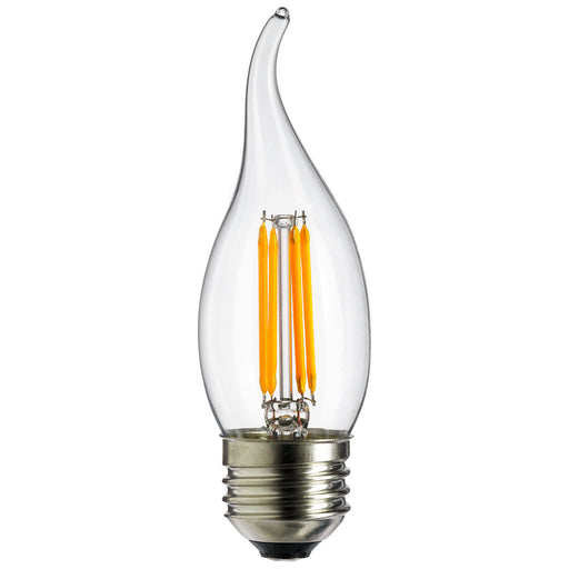 Sunlite EFC/LED/AQ/4W/E26/DIM/CL/18K/CD2 LED 1800K 120V 4W 250Lm Chandelier Flame Tip Medium E26 Dimmable (80449-SU)