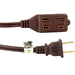 Sunlite EX15/BR 15 Foot Household Extension Cord Three 2-Prong Polarized Sockets Tamper Guards UL Listed Brown (04125-SU)