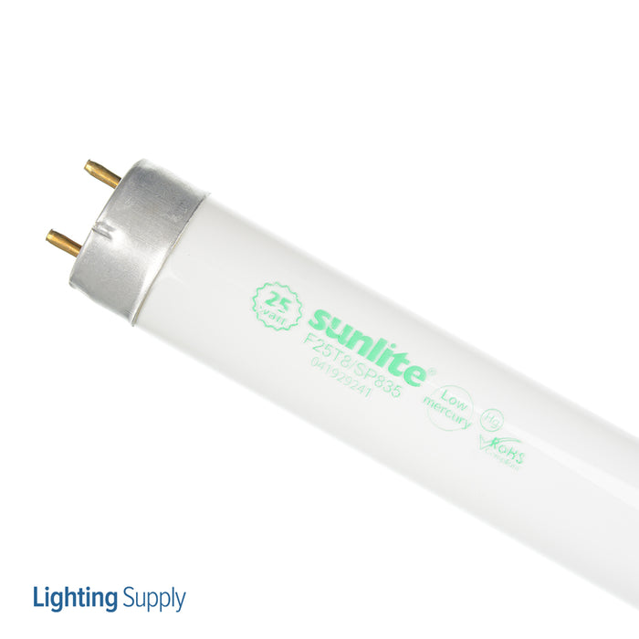 Sunlite F25T8/SP835 Fluorescent 3500K 25W 2300Lm Tubular T8 Medium Bi-Pin G13 Non-Dimmable (30145-SU)