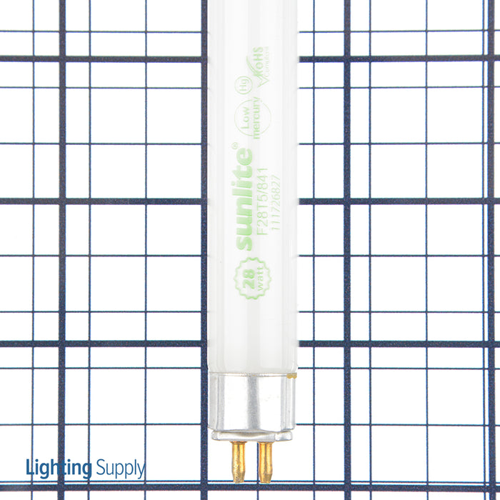 Sunlite F28T5/841 4 Foot Fluorescent 4100K 28W 2500Lm Tubular T5 Mini Bi-Pin G5 Non-Dimmable (30340-SU)