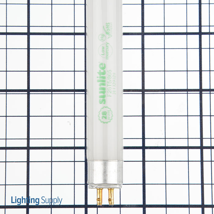 Sunlite F28T5/865 45.8 Inch Fluorescent 6500K 28W 2500Lm Tubular T5 Mini Bi-Pin G5 Non-Dimmable (30345-SU)