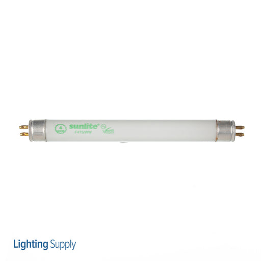 Sunlite F4T5/WW Fluorescent 2700K 4W 140Lm Tubular T5 Mini Bi-Pin G5 Non-Dimmable (05045-SU)