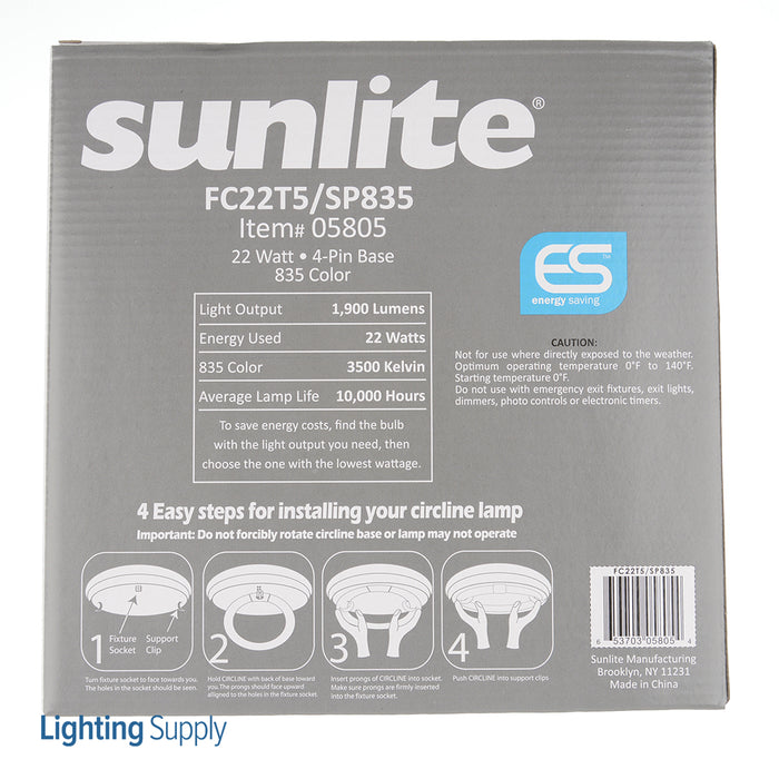 Sunlite FC22T5/SP835 Fluorescent 3500K 22W 1900Lm T5 2GX13 (4 PIN) Non-Dimmable (05805-SU)