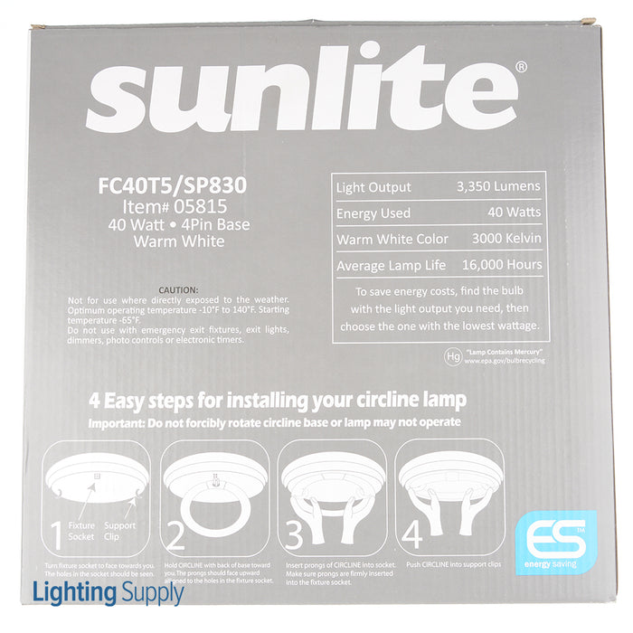 Sunlite FC40T5/SP830 Fluorescent 3000K 40W 3350Lm T5 2GX13 (4 PIN) Non-Dimmable (05815-SU)