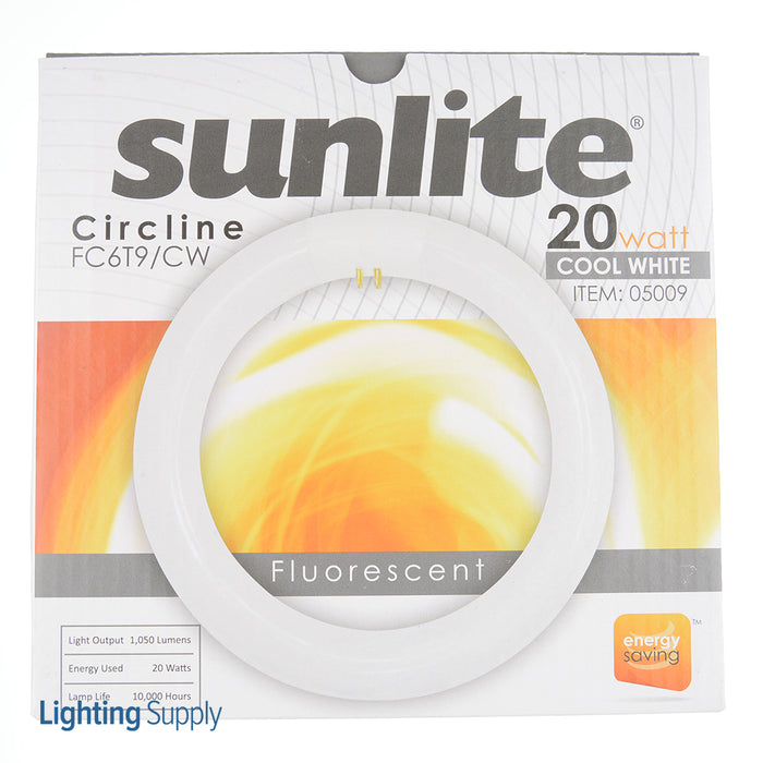 Sunlite FC6T9/CW Fluorescent 4100K 20W 1050Lm T9 G10Q (4 PIN) Non-Dimmable (05009-SU)