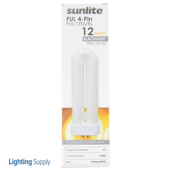 Sunlite FUL12T6/BL Black Light Compact Fluorescent 120V 12W FUL 4-Pin (GX10Q) Plug-In Non-Dimmable (05150-SU)