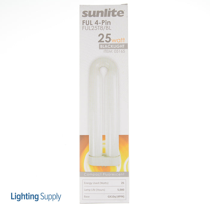 Sunlite FUL25T8/BL Black Light Fluorescent 120V 25W FUL 4-Pin (GX10Q) Plug-In Non-Dimmable (05165-SU)