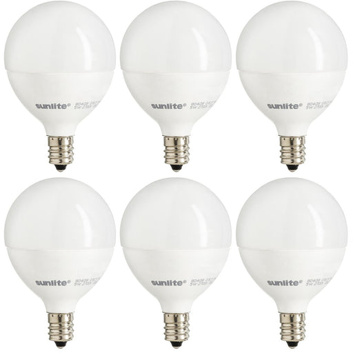 Sunlite G16.5/LED/5W/D/E12/FR/ES/27K/6PK LED 5W 350Lm 2700K G16.5 Lamp Candelabra Base 6 Pack (40296-SU)