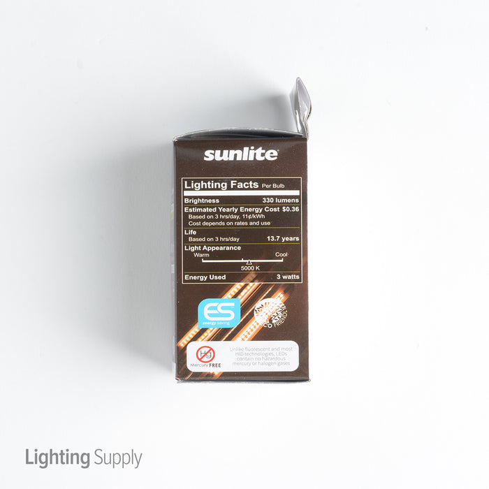 Sunlite G16.5/LED/AQ/3W/E12/D/CL/50K LED 5000K 120V 3 Watts 400 Lumens Globe G16.5 Candelabra (E12) Dimmable (81127-SU)