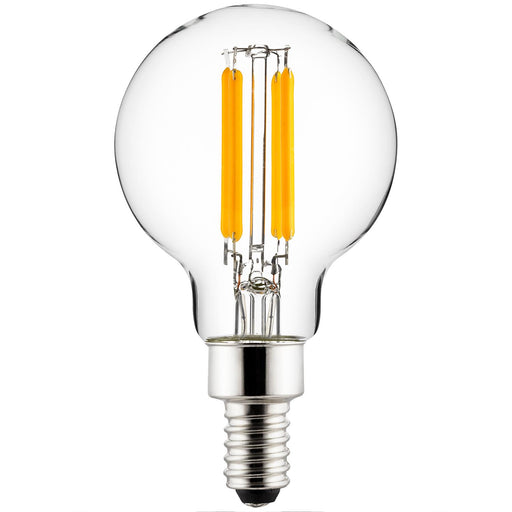 Sunlite G16.5/LED/FS/5W/E12/CL/30K LED G16.5 Filament Style Globe Light Bulb 5W 60W Equivalent 500Lm Dimmable Candelabra Base E12 3000K Warm White 1 Pack (80788-SU)