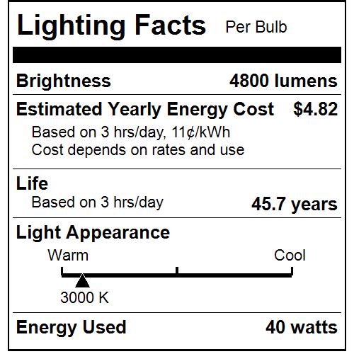 Sunlite HL/LED/T36/E26/40W/30K LED T36 Super Bright High Lumen Corn Cob Light Bulb 40W 375W Equivalent 4800Lm Medium E26 Base 120-277V Multi Volt Non-Dimmable 3000K (81258-SU)