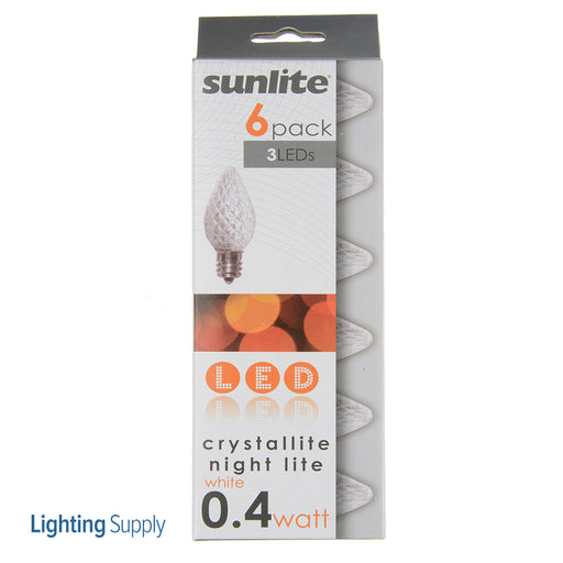 Sunlite L3C7/LED/W/6PK White LED 120V 0.4W 12.5Lm Nightlight C7 Candelabra E12 Non-Dimmable (80703-SU)