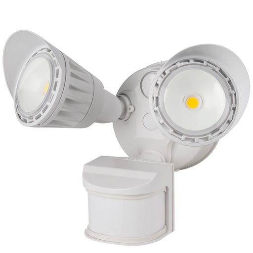Sunlite LFX/OPF/MS/20W/30K/WH LED Dual Head Outdoor Security Light with Motion Sensor and Photocell White 3000K 120V 20W 1800Lm Non-Dimmable (88918-SU)
