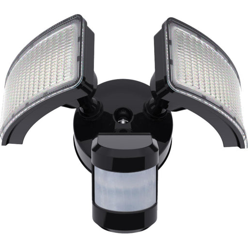 Sunlite LFX/OSF/S/MS/24W/30K/BK LED Dual-Head Square Wall Mount Floodlight Fixture With Motion Sensor 24W 120V 2400Lm Output Square Lights 3000K Warm White Black (88911-SU)