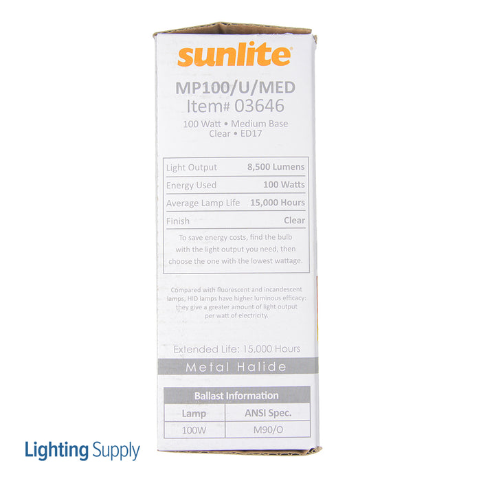 Sunlite MP100/U/MED HID 4000K 100W 8500Lm Ellipsoidal Dimple ED17 Medium E26 Non-Dimmable (03646-SU)