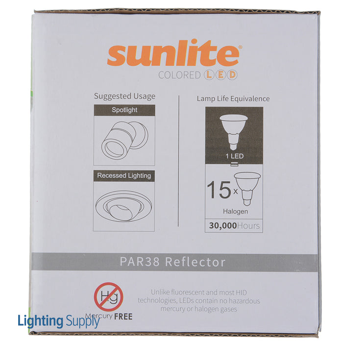 Sunlite PAR38/LED/6W/G Green LED 120V-220V 6W 350Lm Parabolic Reflector PAR38 Medium E26 Non-Dimmable (80042-SU)
