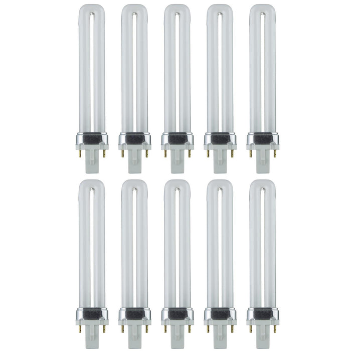 Sunlite PL9/SP41K/10PK Plug-In 9W 530Lm 4100K PL 2-Pin Single U-Shaped Twin Tube Bulb 10 Pack (40506-SU)