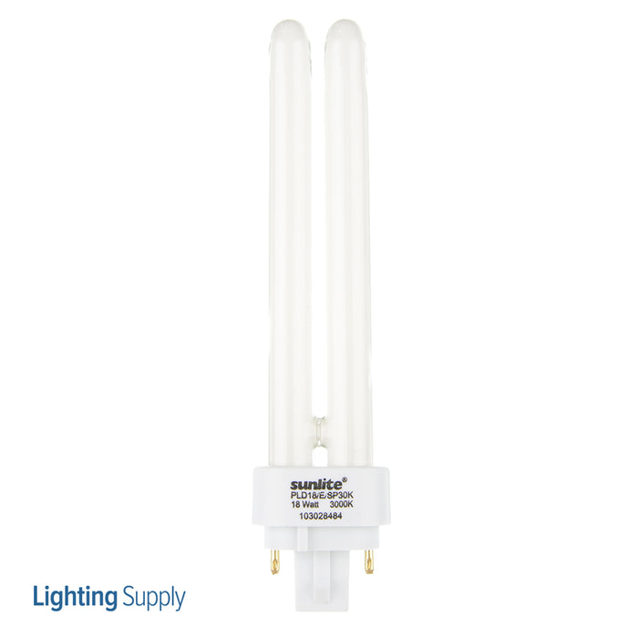 Sunlite PLD18/E/SP30K Compact Fluorescent 3000K 120V 18W 1080Lm PLD G24Q-2 (4-PIN) Non-Dimmable (60165-SU)