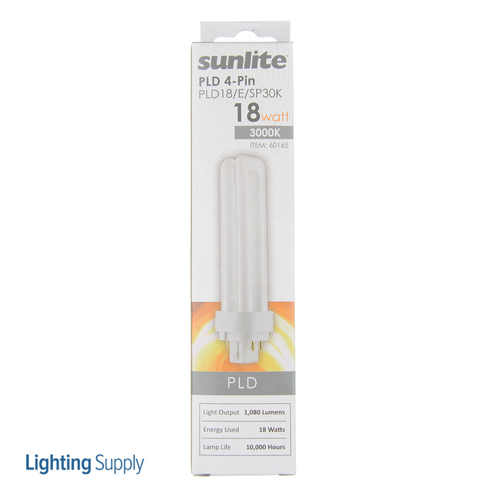 Sunlite PLD18/E/SP30K Compact Fluorescent 3000K 120V 18W 1080Lm PLD G24Q-2 (4-PIN) Non-Dimmable (60165-SU)