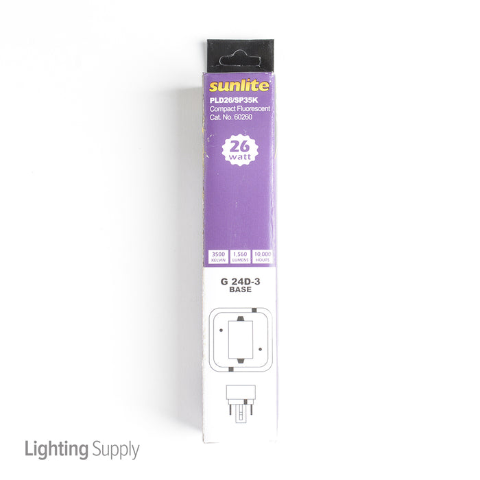 Sunlite PLD26/SP35K Compact Fluorescent 3500K 26W 1560Lm PLD G24D-3 Non-Dimmable (60260-SU)
