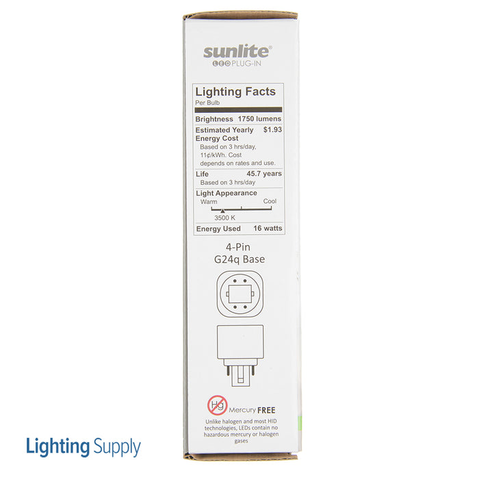Sunlite PLT/G24q/LED/IS/16W/35K LED Plug And Play Pl Horizontal Light Bulb 16W 42W Compact Fluorescent Replacement G24Q Base Ballast Dependent 3500K 1 Pack (88277-SU)