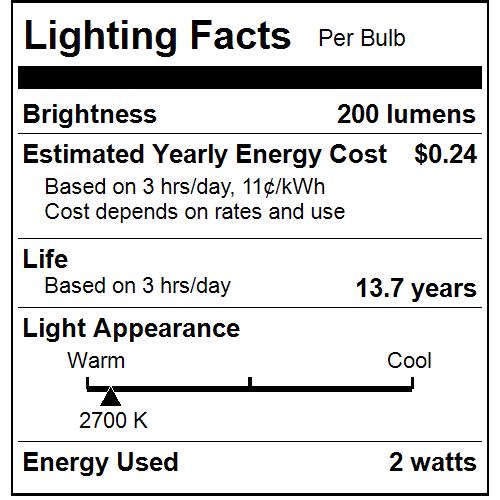 Sunlite S14/LED/FS/2W/27K LED 2W 200Lm 2700K S14 Lamp Warm White (81073-SU)