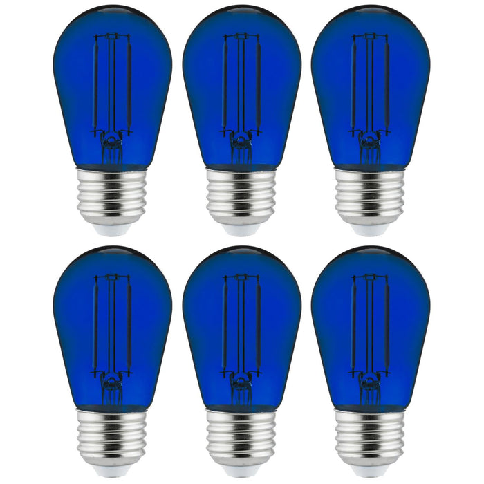 Sunlite S14/LED/FS/2W/TB/6PK LED Filament S14 Sign 2W Transparent Dimmable Light Bulb Blue 6 Pack (40972-SU)