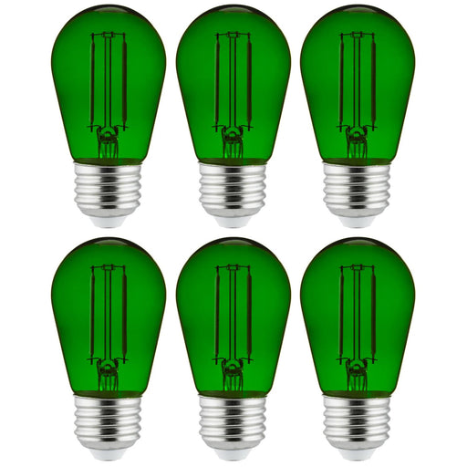 Sunlite S14/LED/FS/2W/TG/6PK LED Filament S14 Sign 2W Transparent Dimmable Light Bulb Green 6 Pack (40974-SU)
