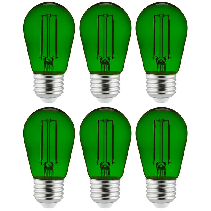 Sunlite S14/LED/FS/2W/TG/6PK LED Filament S14 Sign 2W Transparent Dimmable Light Bulb Green 6 Pack (40974-SU)