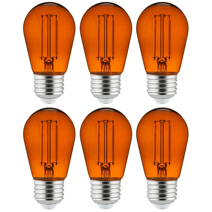 Sunlite S14/LED/FS/2W/TO/6PK S14 Sign 2W Transparent Dimmable Light Bulb Orange 6 Pack (40975-SU)