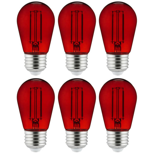 Sunlite S14/LED/FS/2W/TR/6PK LED Filament Light Bulb Red 6 Pack (40977-SU)