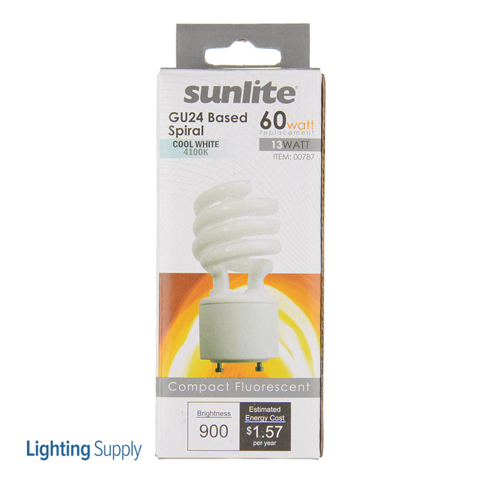 Sunlite SL13/GU24/41K Compact Fluorescent 4100K 120V 13W 900Lm T3 GU24 Twist And Lock Non-Dimmable (00787-SU)