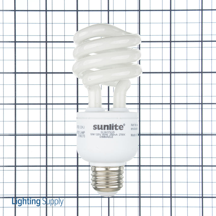 Sunlite SL18/27K/D Compact Fluorescent 2700K 120V 18W 1200Lm T3 Medium E26 Dimmable (05468-SU)