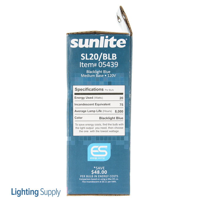 Sunlite SL20/BLB Black Light Blue Compact Fluorescent 120V 20W T3 Medium E26 Non-Dimmable (05439-SU)
