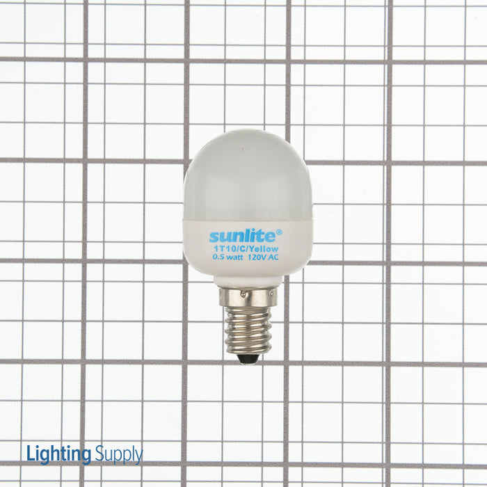 Sunlite T10/LED/0.5W/C/Y Yellow LED 120V 0.5W Tubular T10 Candelabra E12 Non-Dimmable (80272-SU)