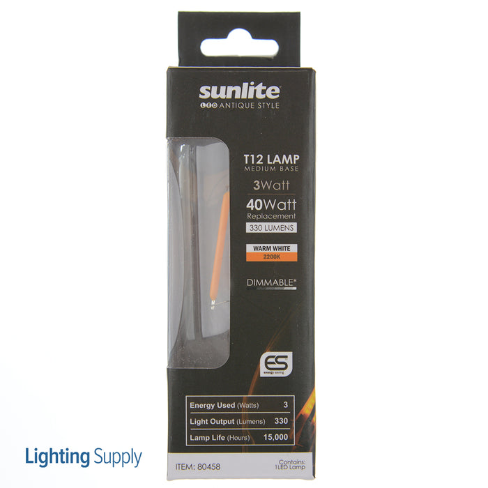 Sunlite T12/LED/AQ/3W/DIM/CL/22K LED 2200K 120V 3W 240Lm Tubular T12 Medium E26 Dimmable (80458-SU)