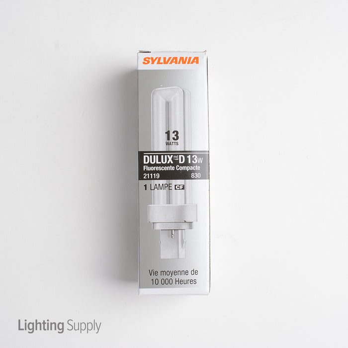 Sylvania 20705 13W T4 Quad Tube Compact Fluorescent 3000K 82 CRI Bi-Pin GX23-2 Plug-In Base Bulb (CF13DD/830/ECO)