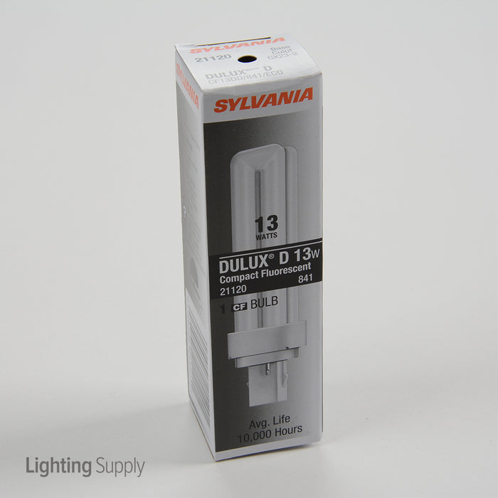 Sylvania CF13DD/841/ECO 13W T4 Quad Tube Compact Fluorescent 4100K Bi-Pin GX23-2 Plug-In Base Bulb (21120)