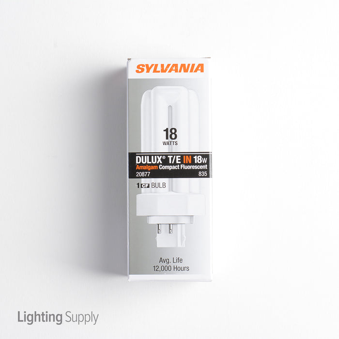 Sylvania CF18DT/E/IN/835/ECO 18W Pin-Based Compact Fluorescent 3500K 82 CRI GX24Q-2 Base (20877)