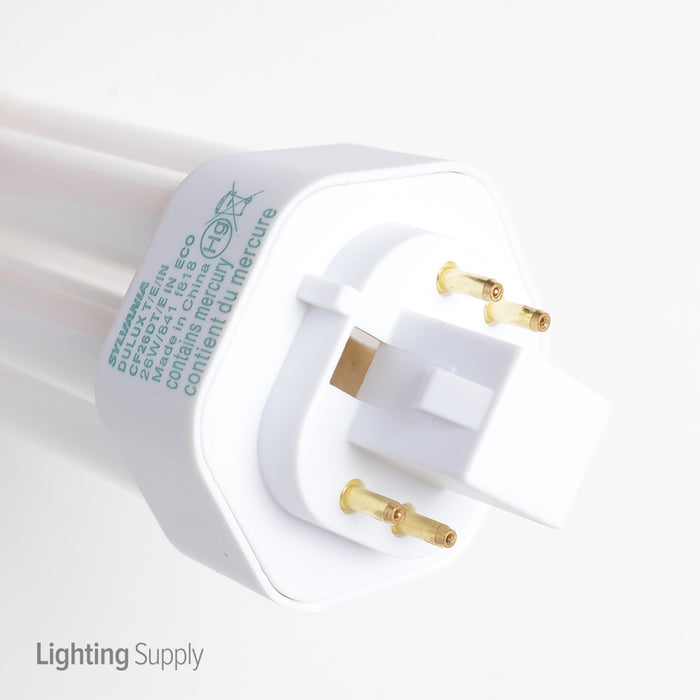 Sylvania CF26DT/E/IN/841/ECO 26W T4 Triple Tube Compact Fluorescent 4100K 82 CRI 4-Pin GX24Q-3 Plug-In Base Bulb (20882)