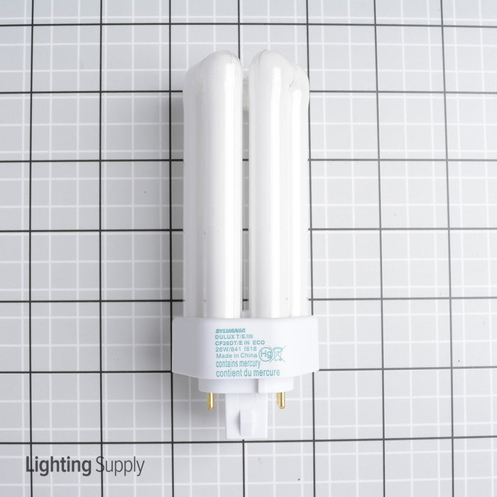 Sylvania CF26DT/E/IN/841/ECO 26W T4 Triple Tube Compact Fluorescent 4100K 82 CRI 4-Pin GX24Q-3 Plug-In Base Bulb (20882)