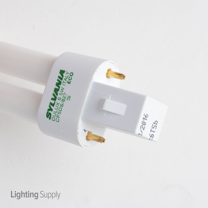 Sylvania CF5DS/827/ECO 5W T4 Twin Tube Compact Fluorescent 2700K 82 CRI Bi-Pin G23 Plug-In Base Bulb (21279)