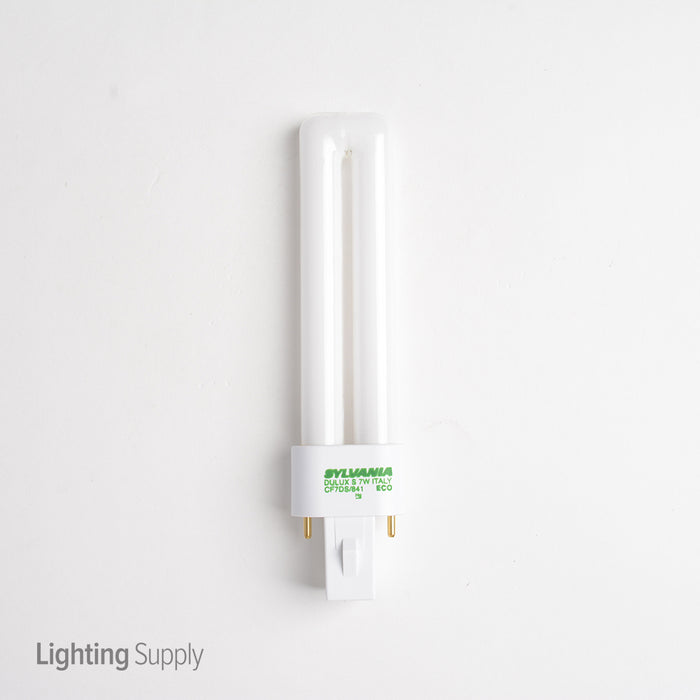 Sylvania CF7DS/841/ECO 7W T4 Twin Tube Compact Fluorescent 4100K 82 CRI Bi-Pin G23 Plug-In Base Bulb (21274)