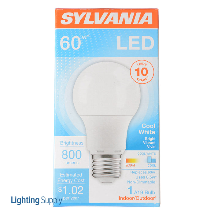 Sylvania LED8.5A19F84110YV LED A19 8.5W 80 CRI 800Lm 4100K 11000 Life (74321)