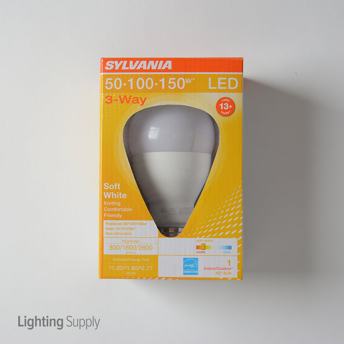 Sylvania LED23A21/3WAY/O/827/U/B 3-Way LED 10W 15W 23W 2700K 120V Frosted E26 Medium Base 650/1600/2600Lm (79713)